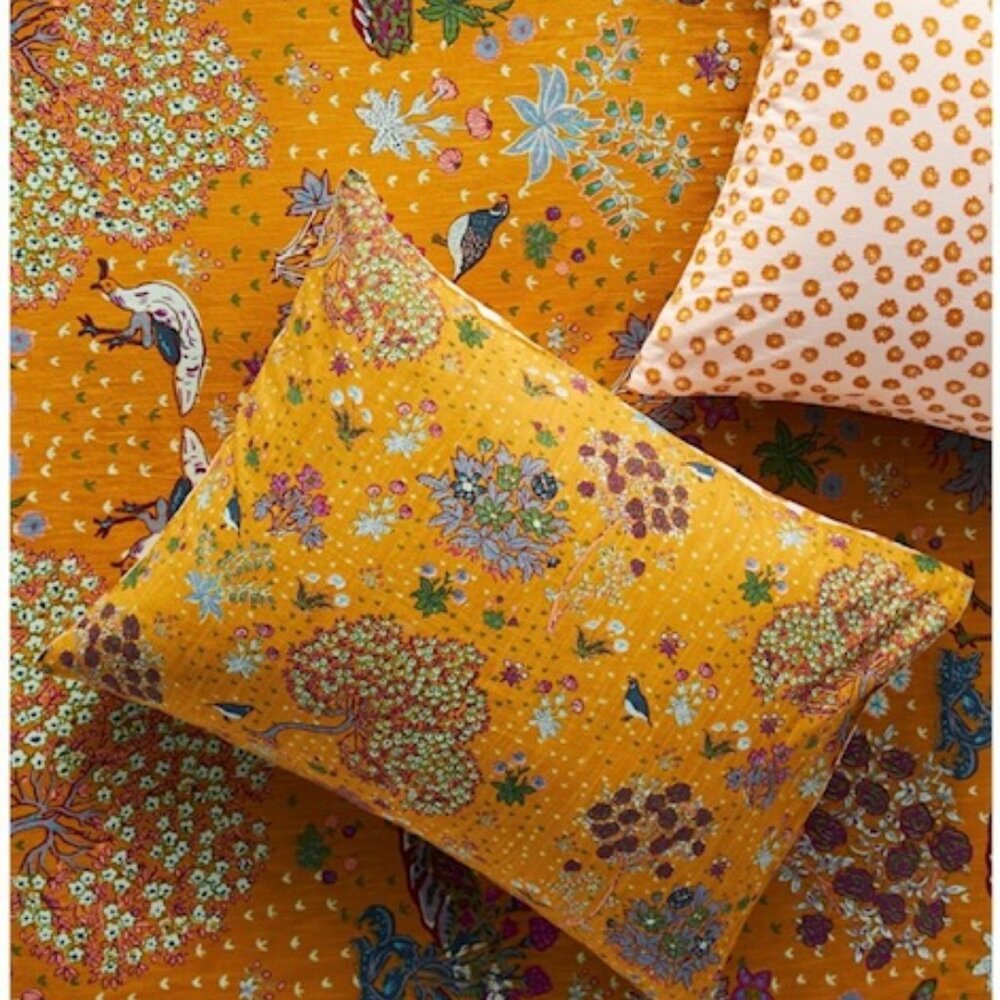 Anthropologie Printed Cotton-Slub Pillow Shams